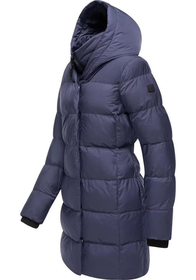 ragwear ragwear Kurzmantel Niara stylischer, gesteppter Wintermantel mit gefütterter Kapuze, Blau, – Produktbild 3 von 4