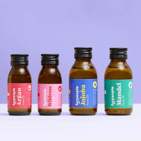 forpeople forpeople 4er Set Pure Pflegeöle in Bioqualität - Jojoba, Argan, Wildrosenkern und Mandel – Produktbild 1 von 3