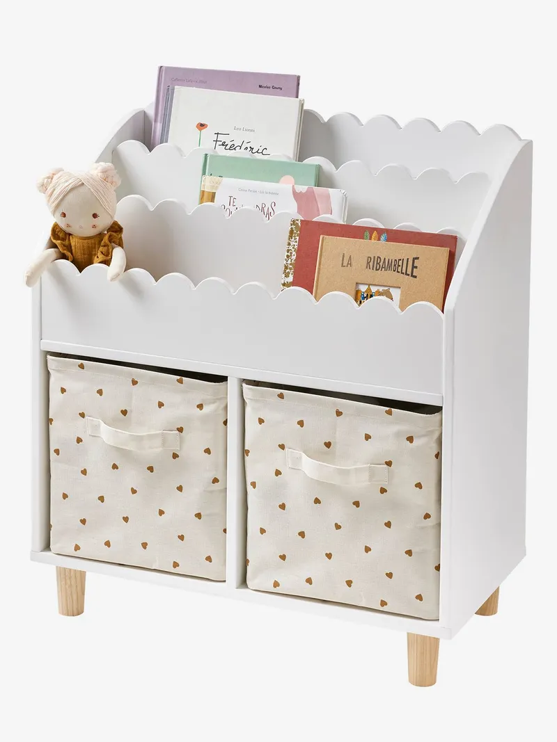 Vertbaudet 2er-Pack Kinderzimmer Aufbewahrungsboxen BASIC, Weiß/herzen, – Produktbild 2 von 3