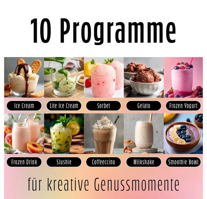 GOURMETmaxx GOURMETmaxx Eismaschine GOURMETmaxx SmoothUp Eismaschine für vielseitige Desserts und Drinks, 800 W, GOURMETmaxx SmoothUp Eismaschine für vielseitige Desserts und Drinks, Schwarz, – Produktbild 2 von 5