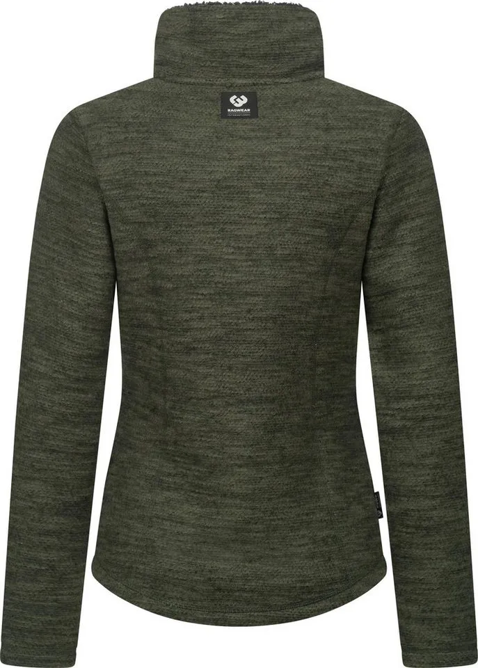 ragwear ragwear Strickfleecejacke Saskie Melange Grob gestrickte Damen-Jacke mit Teddyfell-Futter, Grau|grün, – Produktbild 4 von 4