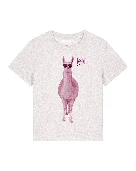 watapparel watapparel T-Shirt Frauen Lama sagt Hi, Cool heather grey, – Produktbild 1 von 4