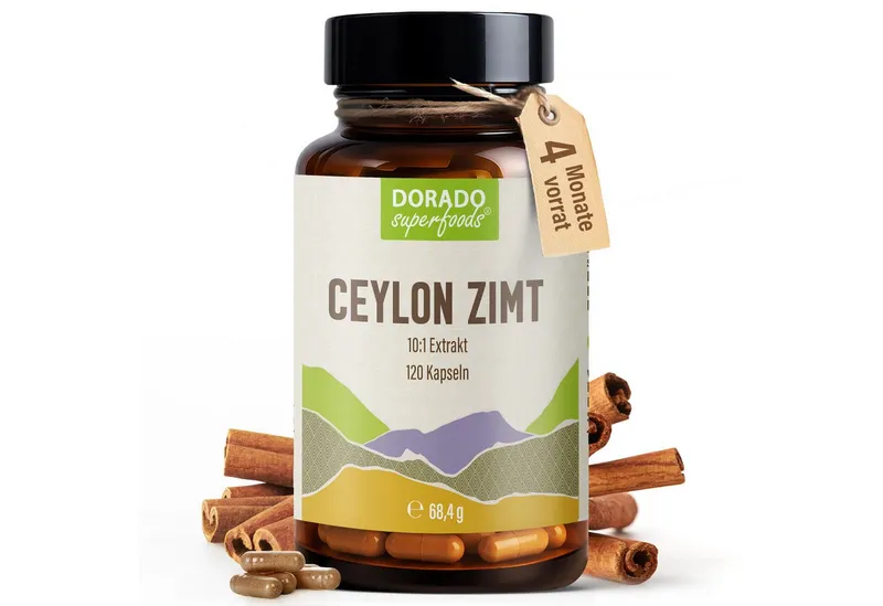 Dorado Superfoods Ceylon Zimt Kapseln – 470 mg Extrakt, 10 % Polyphenole – 120 Stück Kapseln, 120 St., 68.4 g – Produktbild 2 von 5