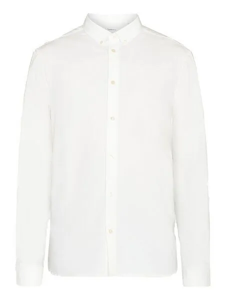 KnowledgeCotton Apparel KnowledgeCotton Apparel Oxford Hemd - HARALD small owl oxford regular fit shirt - aus Bio-Baumwolle, Weiß (bright white), – Produktbild 4 von 4