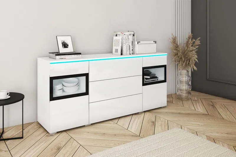 Home affaire Sideboard VERA, Moderne grifflose Kommode,verstellbare Einlegeböden, Weiß, – Produktbild 2 von 4