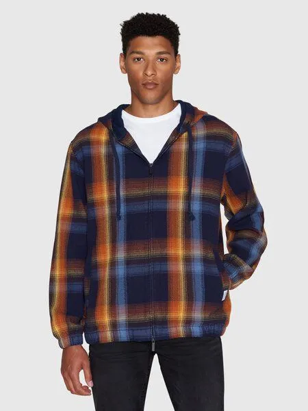 KnowledgeCotton Apparel KnowledgeCotton Apparel Jacke CHECKED HOODIE TWILL aus Bio-Baumwolle, Blau (blue check), – Produktbild 1 von 4