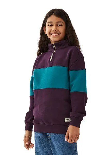 Band of Rascals Band of Rascals Quarter Zip Sweat, Dark-purple-petrol, – Produktbild 3 von 4