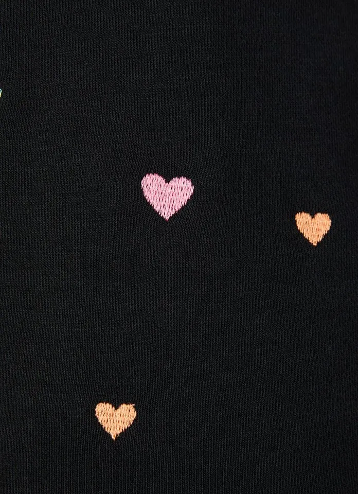 ragwear ragwear Sweatshorts ANIKU HEARTS Mit Kordelzug und kleinen bunten Herzchen bestickt, Schwarz, – Produktbild 3 von 3