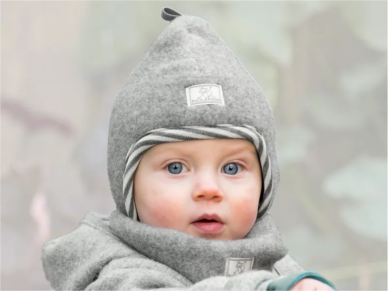 Pickapooh Pickapooh Kinder Mütze Bio-Merinowolle Fleece grau Gr.48, Grau, – Produktbild 2 von 2