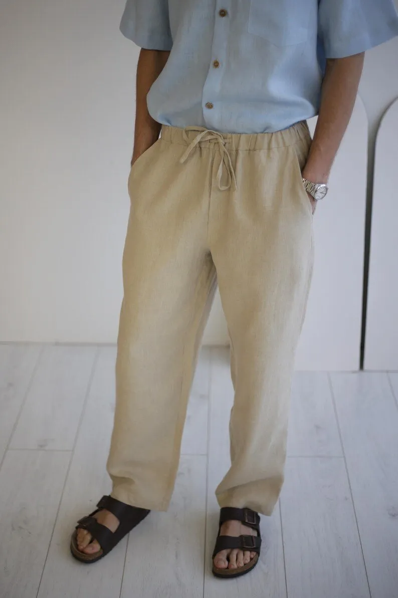 Amber Linen Amber Linen Herren vegan Hose Florida Pale Sand, Beige, – Produktbild 1 von 2