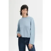 MELA MELA Damen vegan Strickpullover Mit Umgeschlagenem Saum Geetha Salty Blue Melange – Produktbild 1 von 1