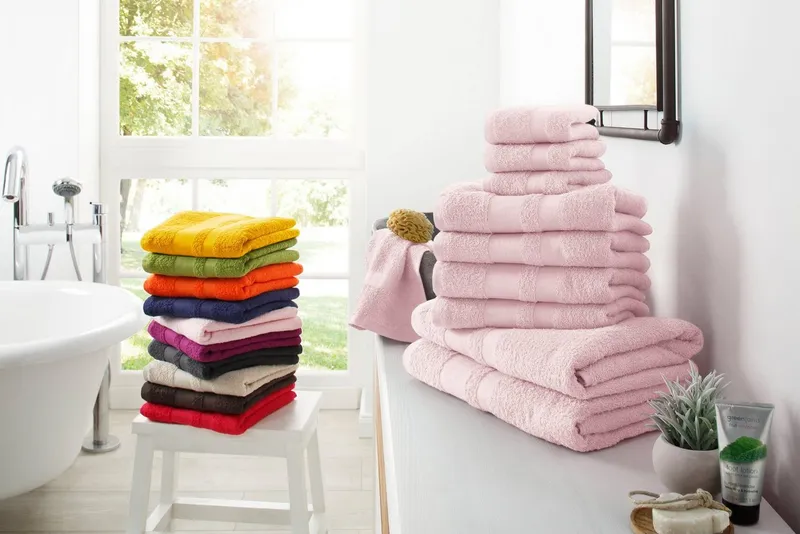 OTTO home Handtuch Set Vanessa, 10-tlg Handtuch-Set, weich, in Standard- und Premium-Qualität, Walkfrottee (Set, 10-St), 100% Baumwolle, Duschtücher, Handtücher, Gästetücher, mit Bordüre, Rosa, – Produktbild 7 von 8
