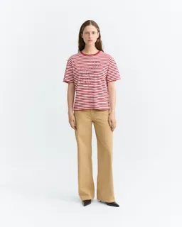 thinking mu Thinking MU Damen vegan T-Shirt Lucia Bestickte Tiger Und Löwen Rote Streifen – Produktbild 1 von 1