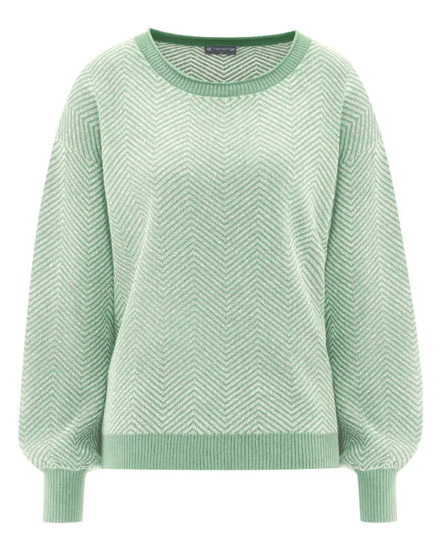 HempAge Hempage Damen vegan Pullover Modern Jacquard Mintgrün/Naturfarben, Grün, – Produktbild 2 von 2