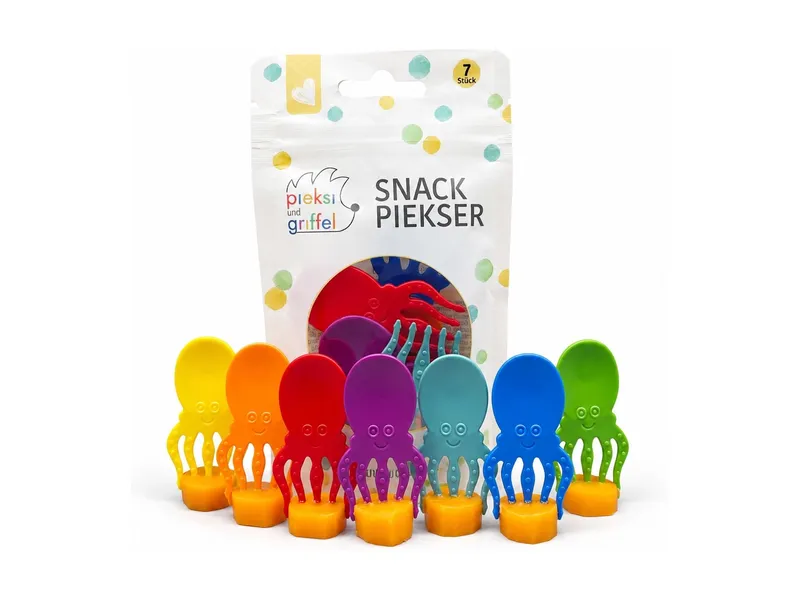 Pieksi und Griffel Pieksi und Griffel Snack Piekser 7er Set Rainbow Tintenfisch, Mehrfarbig, – Produktbild 2 von 2