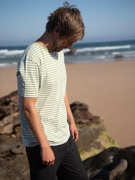 FUXBAU FUXBAU Gestreiftes Männer T-Shirt - hellgrün weiß, Green, – Produktbild 3 von 4