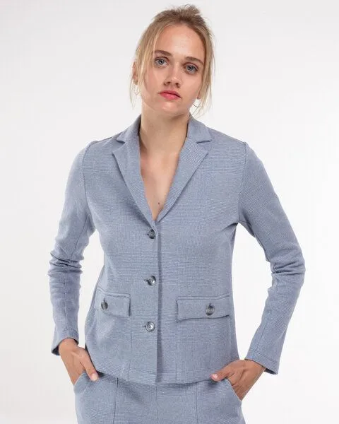 Alma & Lovis Alma & Lovis Karo-Blazerjacke in leichter Jersey-Jacquard-Qualität | Karo Jacket, Bleu (hellblau), – Produktbild 4 von 4