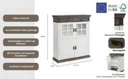 OTTO home Highboard Vinales, 2 Schubladen, 4 Türen, 3 Einlegeböden, Griffe im Jugendstil (B/T/H:112/39/130 cm), Vitrine, Breite 112 cm, aus massiver Kiefer, FSC® – Produktbild 1 von 1