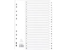 10 Exacompta Register, 20 bedruckte Taben A-Z, 160 g/m², DIN A4, weiß – Produktbild 1 von 1