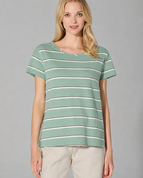 HempAge HempAge Damen Streifen T-Shirt Hanf/Biobaumwolle, Menta(grün), – Produktbild 2 von 4