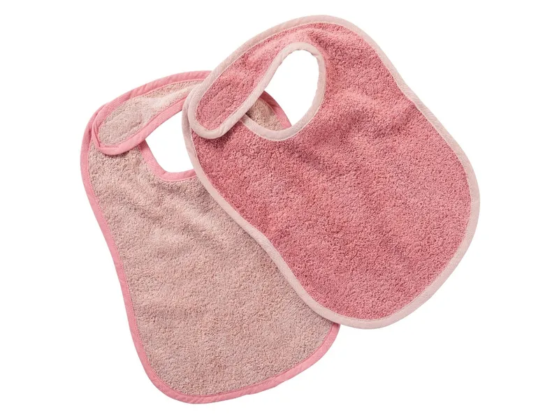 HANS NATUR Lätzchen mit Klettverschluss Bio Baumwolle 2er Set rosa Maße 32 x 27 cm, Rosa, – Produktbild 1 von 2