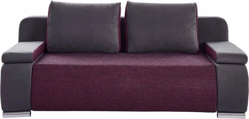 COLLECTION AB Schlafsofa Moritz B: 200 cm, Liegefl. 142x200 cm, Gästebettfunktion, frei stellbar, Wohnkomfort, Grau|lila, – Produktbild 3 von 5