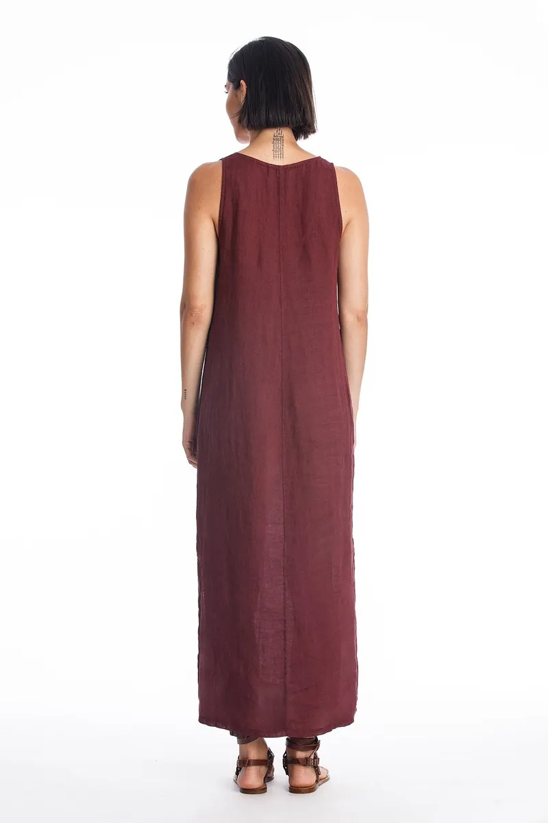 RAVENS VIEW IBIZA RAVENS VIEW IBIZA Damen vegan Leinenkleid Winona Dunkel Granat, Dunkelrot, – Produktbild 2 von 2