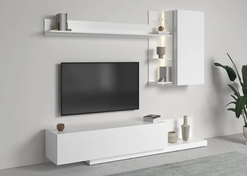 OTTO home Wohnwand BRISTOL, (4-teilig), inkl. Beleuchtung, Weiß, – Produktbild 2 von 5