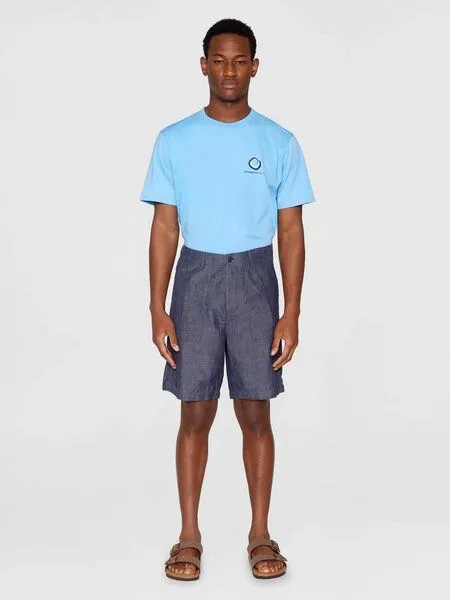 KnowledgeCotton Apparel KnowledgeCotton Apparel Flint wide slub yarn short - night sky, Blau (night sky), – Produktbild 2 von 3