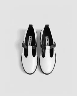 BOHEMA BOHEMA Damen vegan Schuhe Mary Jane Curtsy Weiß/Schwarz – Produktbild 1 von 1