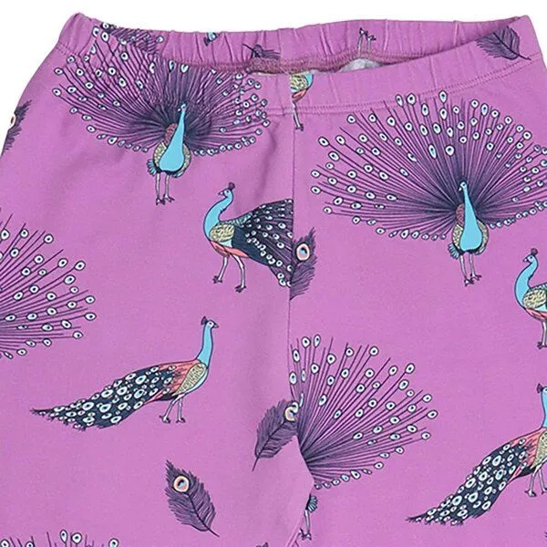 Walkiddy Kinder Leggings GOTS-zertifiziert aus Bio-Baumwolle lila mit Pfauenfeder-Muster – Walkiddy, Blau, – Produktbild 2 von 2