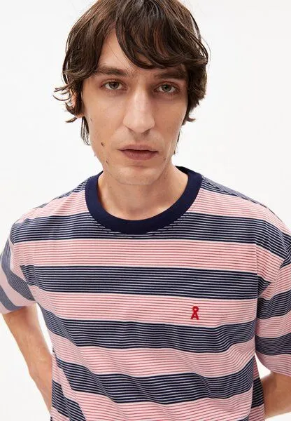 ARMEDANGELS ARMEDANGELS MAARKOS STRIPES Herren T-Shirt aus Bio-Baumwolle, Tinted navy-oatmilk, – Produktbild 3 von 4