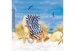 Ambiente Luxury Paper Products Papierserviette, Servietten Papier 33x33cm 3-lagig mit Strandkorb Motiv maritim 20 Stk. – Produktbild 1 von 1