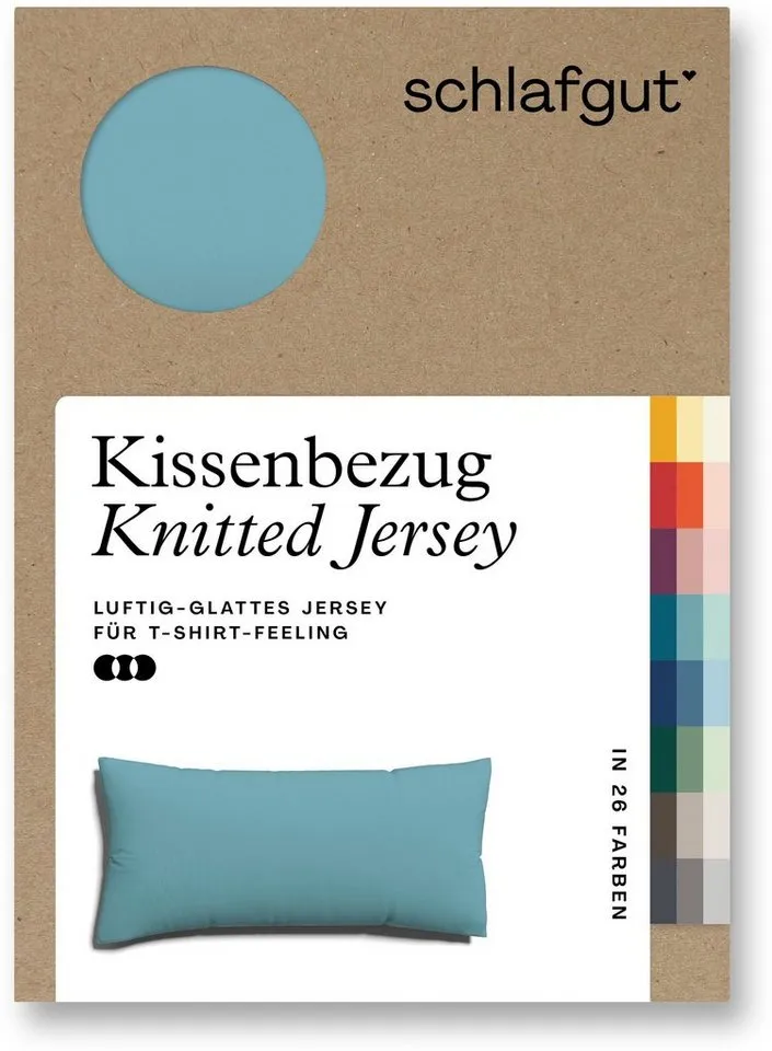 Schlafgut Schlafgut Kissenbezug Premium Kissenbezug Knitted Jersey (1 St), (1 Stück), Ton-in-Ton Reißverschluss, Bio-Baumwolle mit Elasthan, Uni, OEKO Tex, Blau, – Produktbild 4 von 5