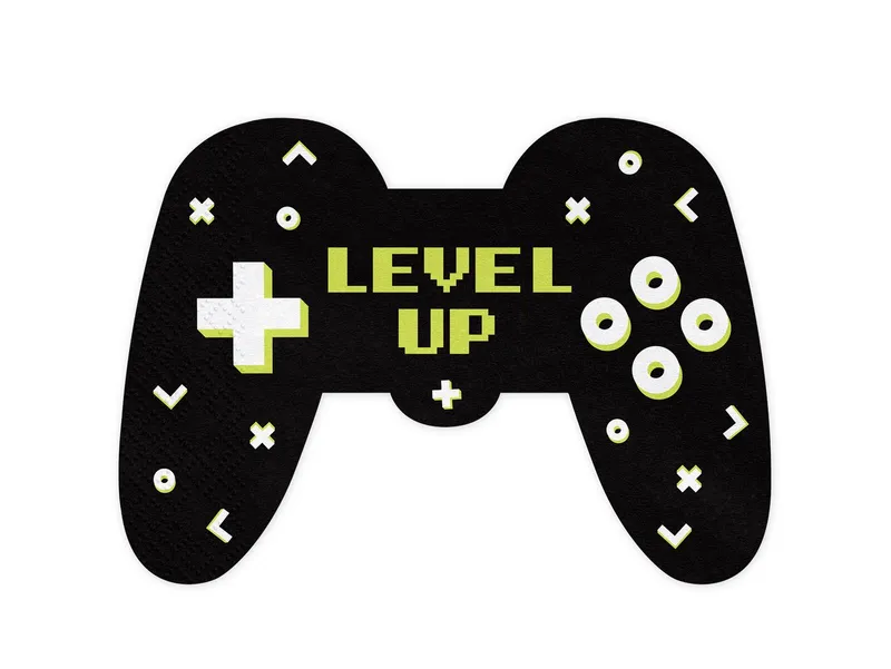 partydeco Papierserviette, Servietten Gamepad 11,5x16cm 12 Stück Schwarz, Schwarz, – Produktbild 1 von 2