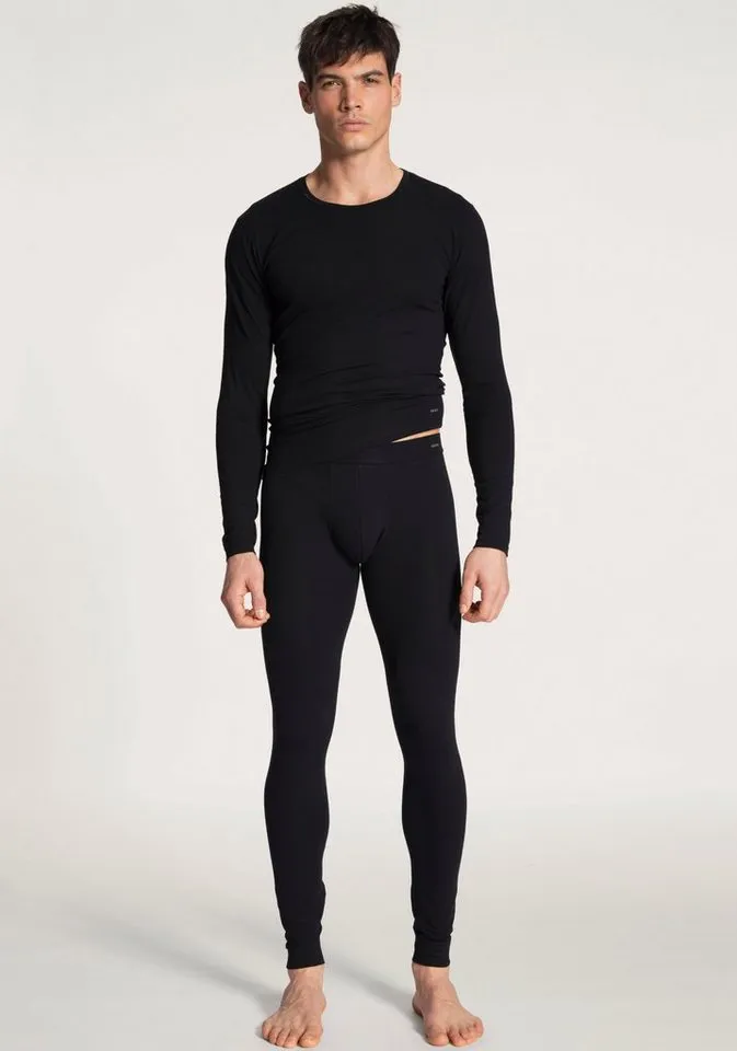 CALIDA CALIDA Langarmshirt Cotton Code Rundhals-Ausschnitt, Single Jersey, formstabil, elastisch, weich, Schwarz, – Produktbild 5 von 5