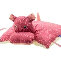 Flosinn Flosinn Kuscheltierkissen Nilpferd mit Teddyplüsch aus Baumwolle Personalisierbar, Rot-rose, – Produktbild 2 von 6