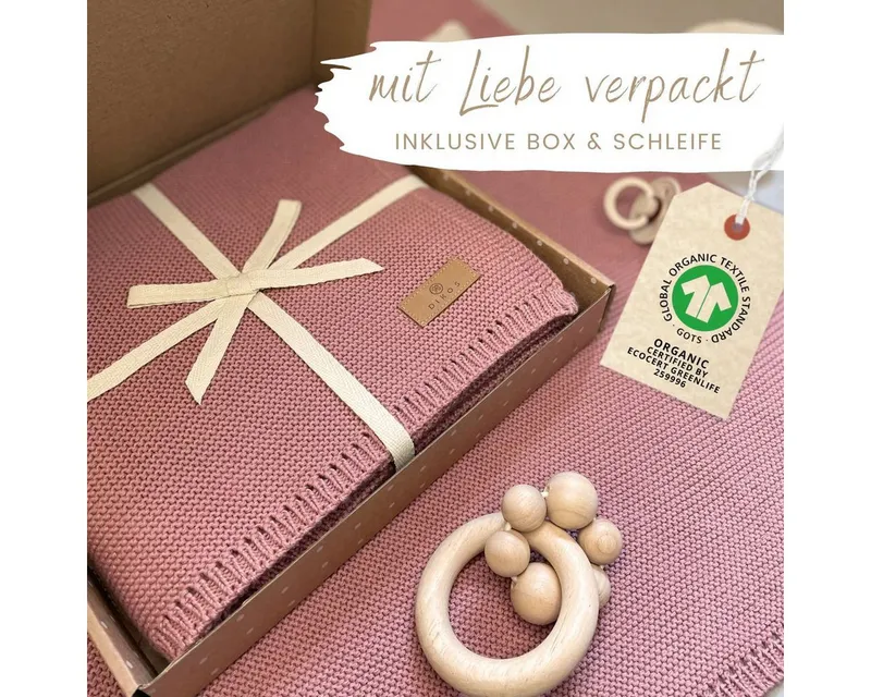 Babydecke DIKOS® Baby Decke für Neugeborene aus *100%* Bio Baumwolle, DIKOS, Kuscheldecke PREMIUM Qualität Geschenk zur Geburt, atmungsaktiv, clean, Rosa, – Produktbild 6 von 6