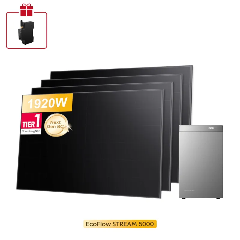 EcoFlow EcoFlow Stream 5000, All-in-One Speicher für Balkonkraftwerke, mit 4 Bifaziale Solarmodule, by Powerness - 480W BC X 4 / 5kWh / Selbstabholung – Produktbild 1 von 1