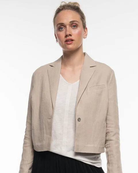 Alma & Lovis Alma & Lovis Trendiger Short Blazer aus reinem Leinen | Leinen Blazer, Humus (natur), – Produktbild 1 von 4