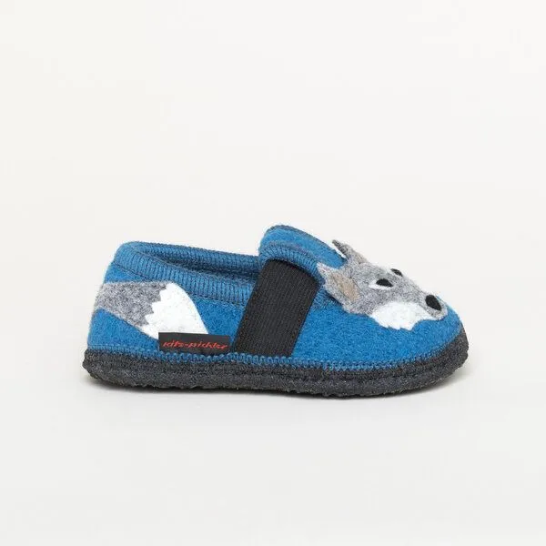 Kitz-Pichler Kitz-Pichler Bobby Wolf Kinder-Hausschuh für Jungen & Mädchen aus 100% Schurwolle, Hell-blau, – Produktbild 2 von 4