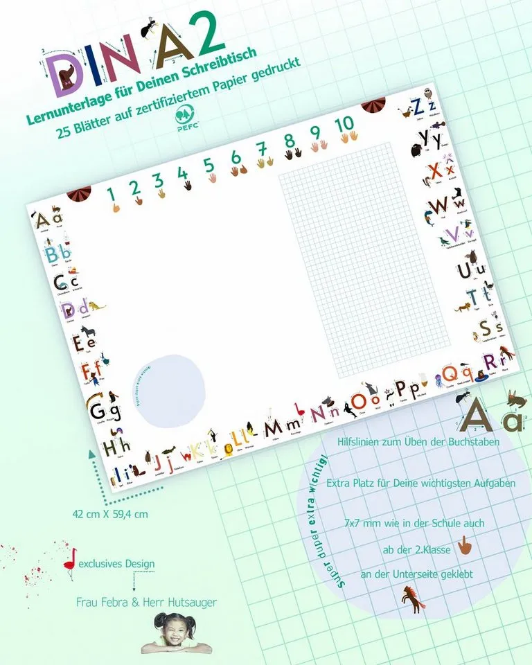Close Up Schreibtischunterlage ABC Schreibtischunterlage Druckschrift zum Abreißen – Produktbild 4 von 5