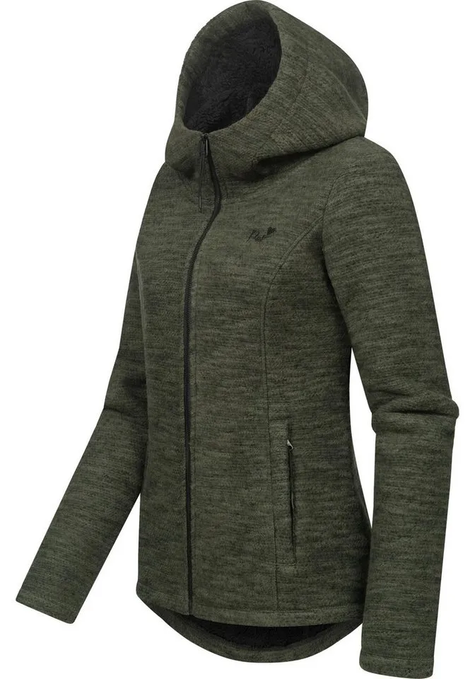 ragwear ragwear Kapuzenstrickjacke Lyshka Melange Kuschelige Kapuzenjacke in Strick-Optik, Grün, – Produktbild 3 von 5