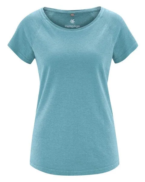 HempAge HempAge Damen Raglan T-Shirt Hanf/Biobaumwolle, Wave(blau), – Produktbild 1 von 3