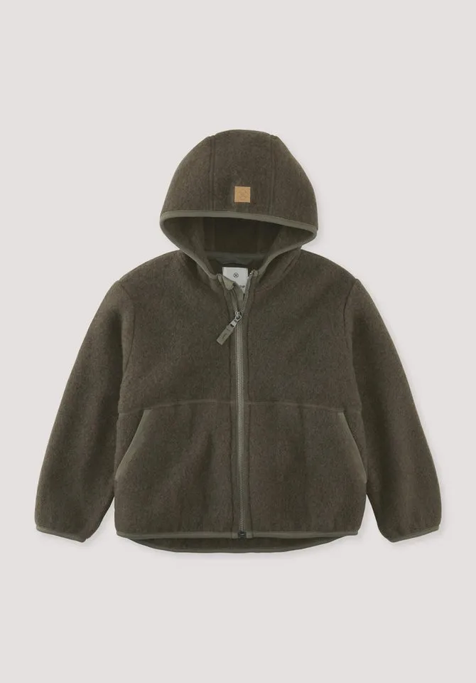 hessnatur hessnatur Fleecejacke aus reiner Bio-Merinowolle (1-St), Grün, – Produktbild 1 von 2