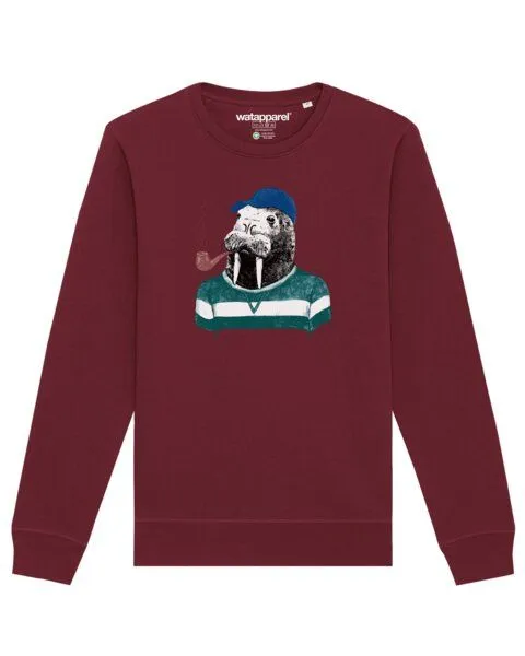watapparel watapparel Sweatshirt Unisex Walross, Burgundy, – Produktbild 1 von 4