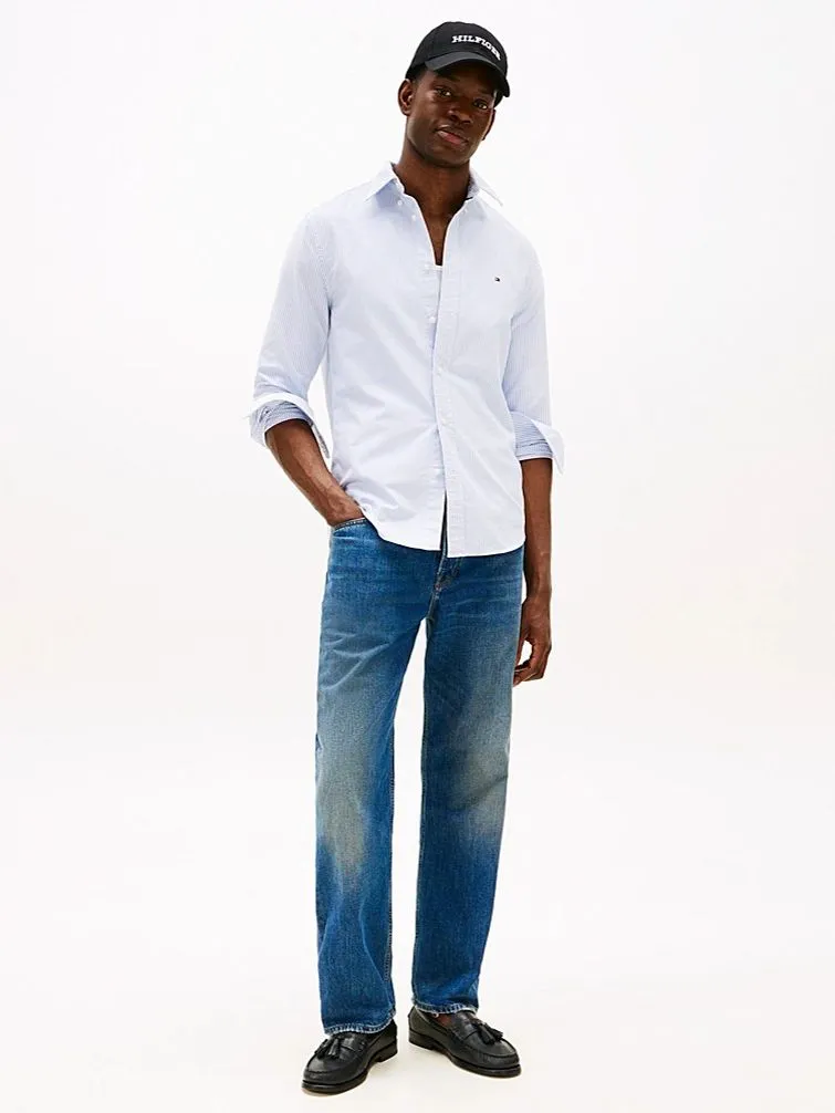 Tommy Hilfiger Tommy Hilfiger Oxford Hemd Streifen Hellblau - Größe M, Hellblau, – Produktbild 2 von 5