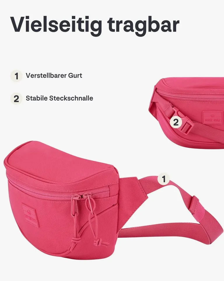 Johnny Urban Gürteltasche Ben Bauchtasche Damen Herren Wasserabweisend (1-tlg), Größenverstellbar, Wasserabweisend, Rosa, – Produktbild 4 von 5