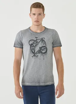 ORGANICATION ORGANICATION Cold Pigment Dyed T-Shirt aus Bio-Baumwolle mit Fahrrad-Print – Produktbild 1 von 1