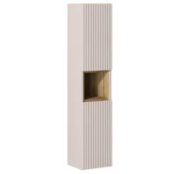 Lomadox Hochschrank NEWPORT-56-CASHMERE Badschrank in kaschmir mit Eiche, gerillte Front, ca. 30/140/25 cm – Produktbild 1 von 1